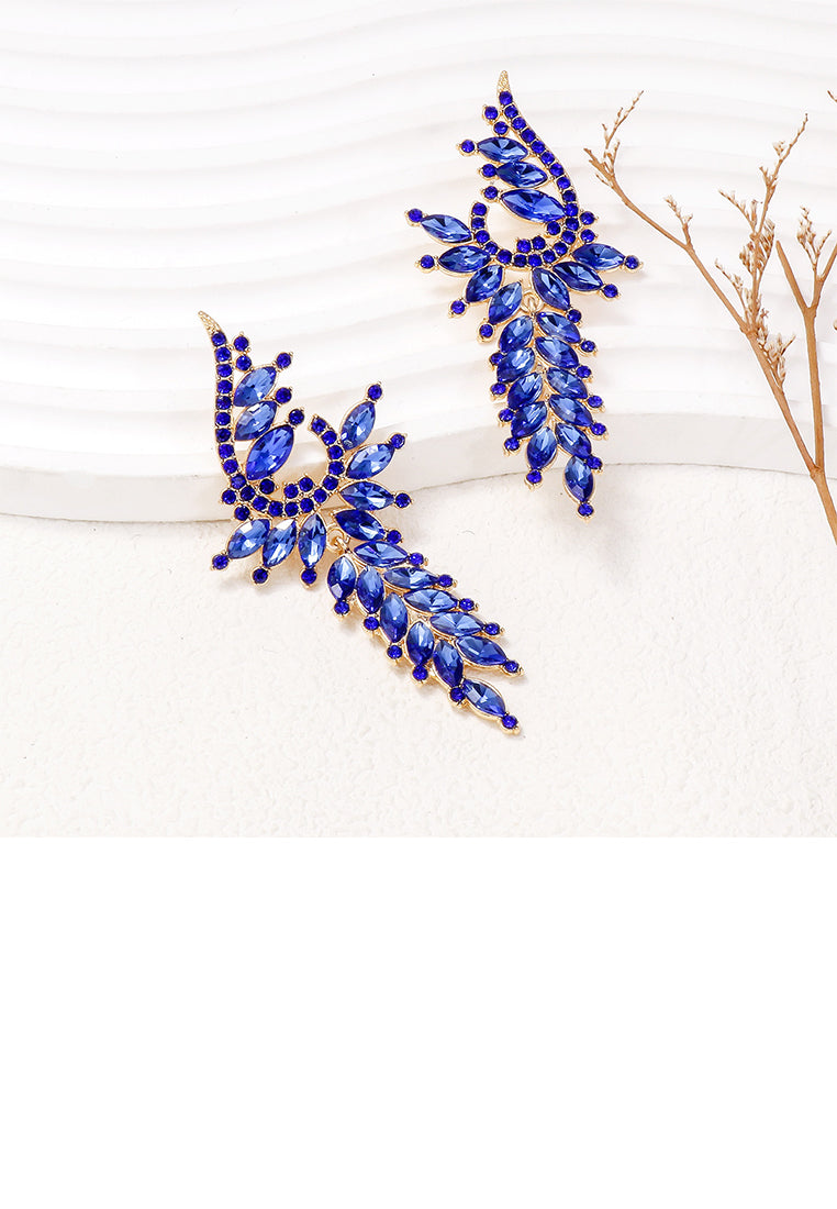 Fashion and Elegant Plated Gold Geometric Tassel Earrings with Blue Cubic Zirconia - Luxurious Look