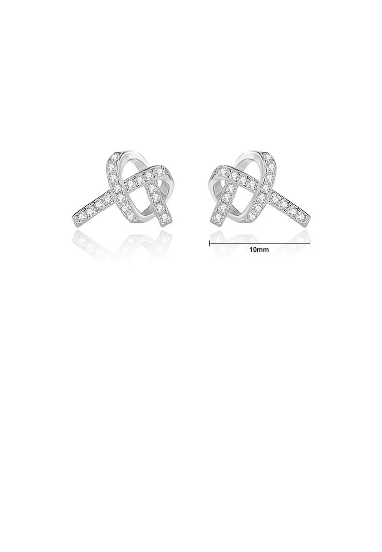 925 Sterling Silver Simple and Cute Heart-shaped Stud Earrings with Cubic Zirconia - Luxurious Look