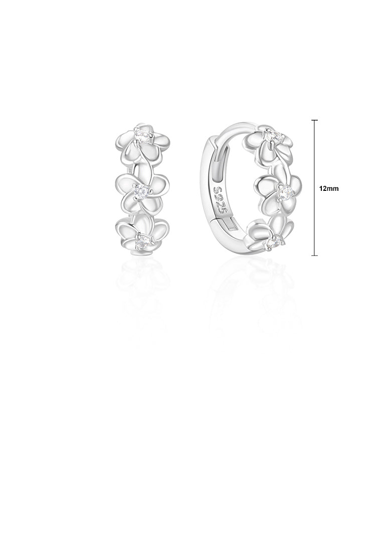 925 Sterling Silver Simple Fashion Floral Geometric Earrings with Cubic Zirconia - Luxurious Look