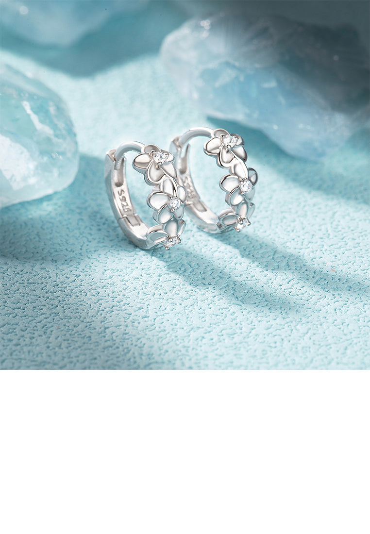 925 Sterling Silver Simple Fashion Floral Geometric Earrings with Cubic Zirconia - Luxurious Look