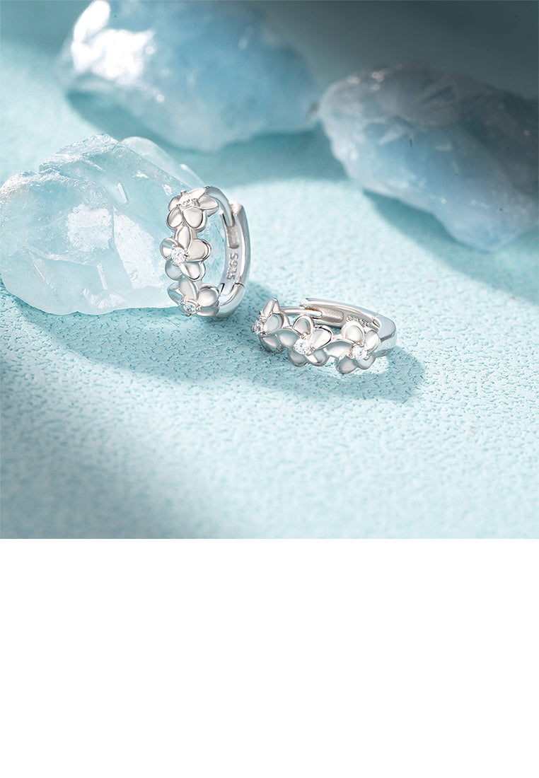 925 Sterling Silver Simple Fashion Floral Geometric Earrings with Cubic Zirconia - Luxurious Look