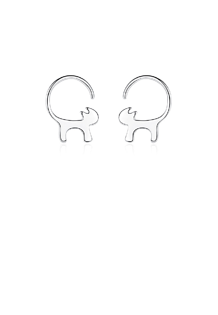 925 Sterling Silver Simple Fashion Cute Cat Stud Earrings