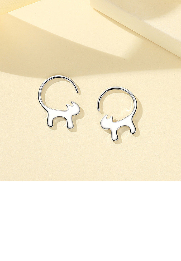 925 Sterling Silver Simple Fashion Cute Cat Stud Earrings