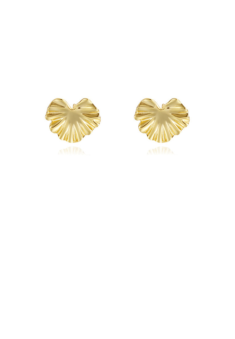 925 Sterling Silver Plated Gold Simple and Fashion Lotus Leaf Stud Earrings