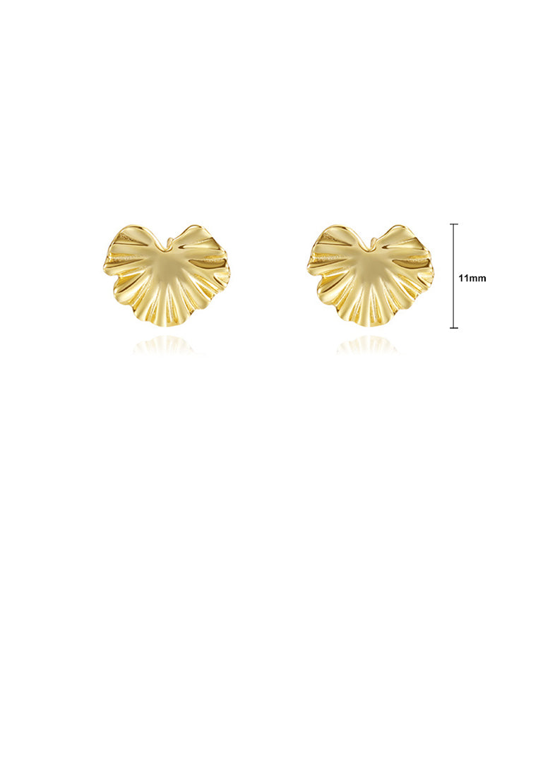 925 Sterling Silver Plated Gold Simple and Fashion Lotus Leaf Stud Earrings