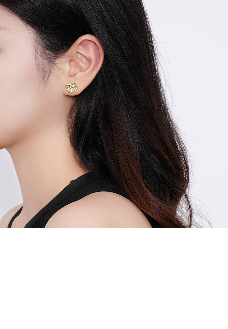 925 Sterling Silver Plated Gold Simple and Fashion Lotus Leaf Stud Earrings