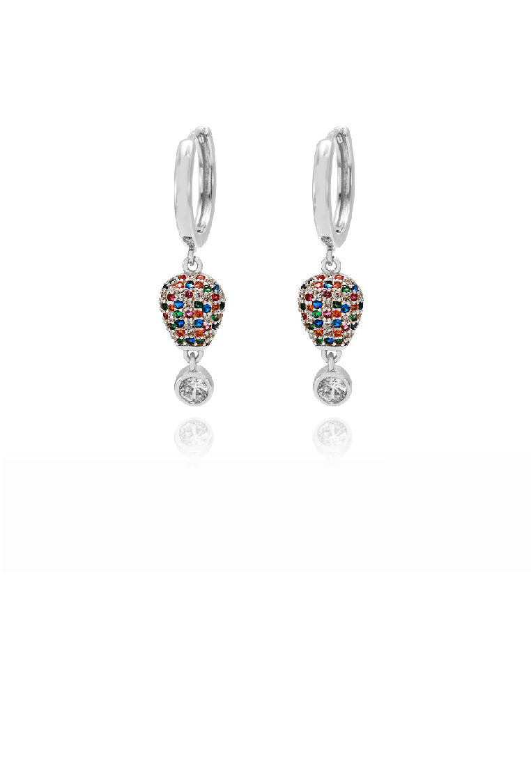 Fashion Brilliant Water Drop Shape Geometric Earrings with Colorful Cubic Zirconia - Luxurious Look