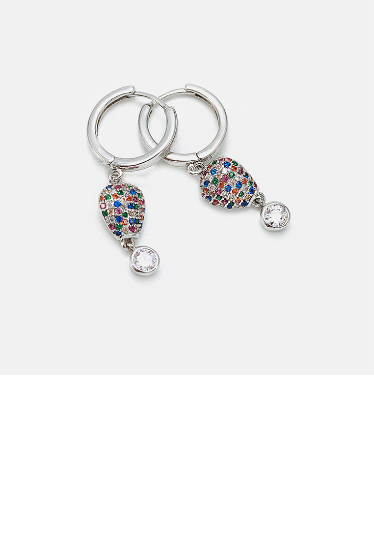 Fashion Brilliant Water Drop Shape Geometric Earrings with Colorful Cubic Zirconia - Luxurious Look