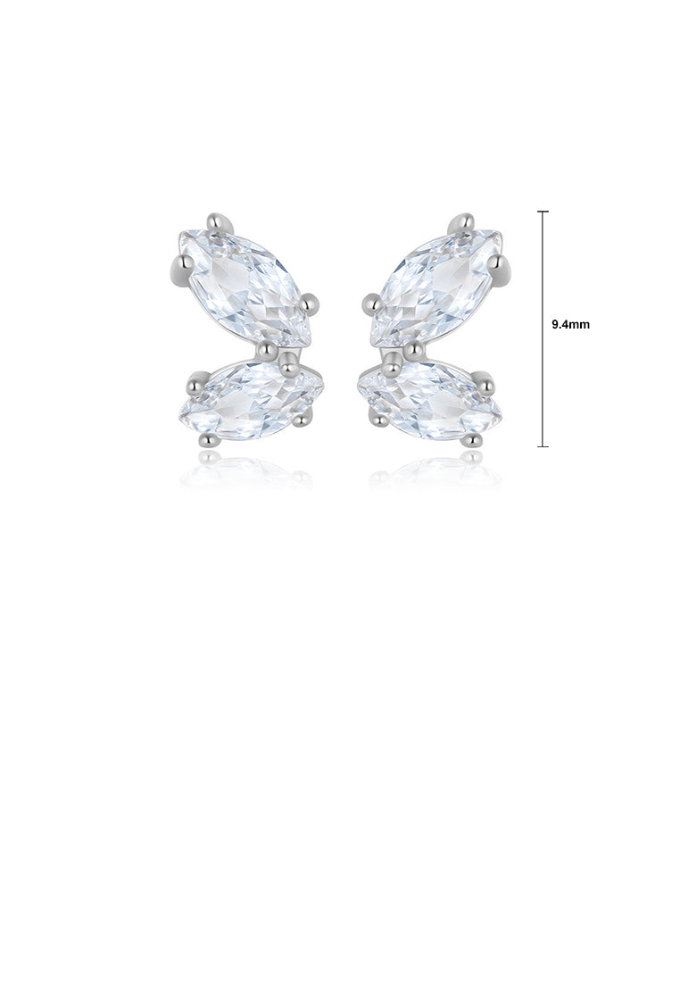 925 Sterling Silver Simple Personality Geometric Stud Earrings with Cubic Zirconia - Luxurious Look