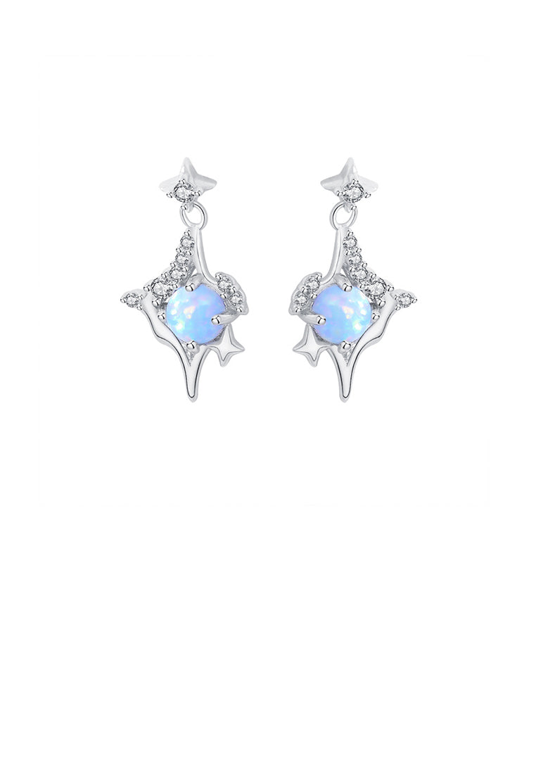 925 Sterling Silver Fashion Temperament Star Rhombus Stud Earrings with Cubic Zirconia - Luxurious Look