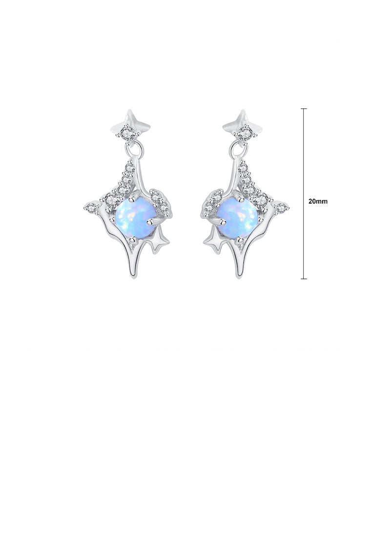 925 Sterling Silver Fashion Temperament Star Rhombus Stud Earrings with Cubic Zirconia - Luxurious Look
