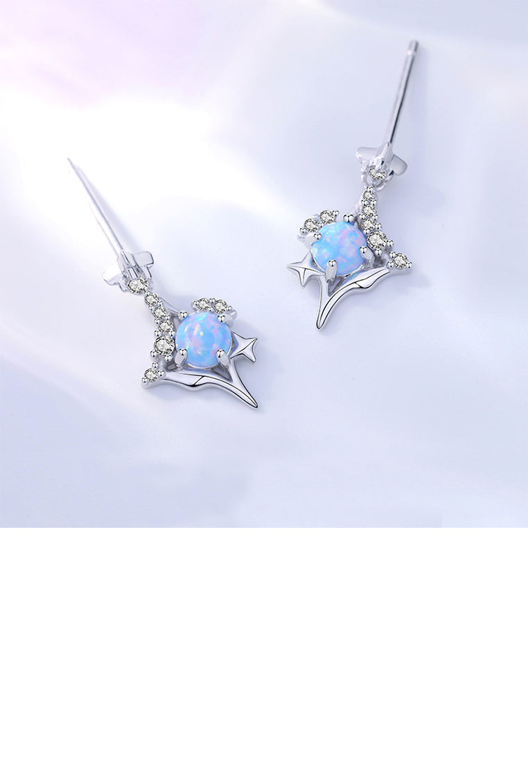 925 Sterling Silver Fashion Temperament Star Rhombus Stud Earrings with Cubic Zirconia - Luxurious Look