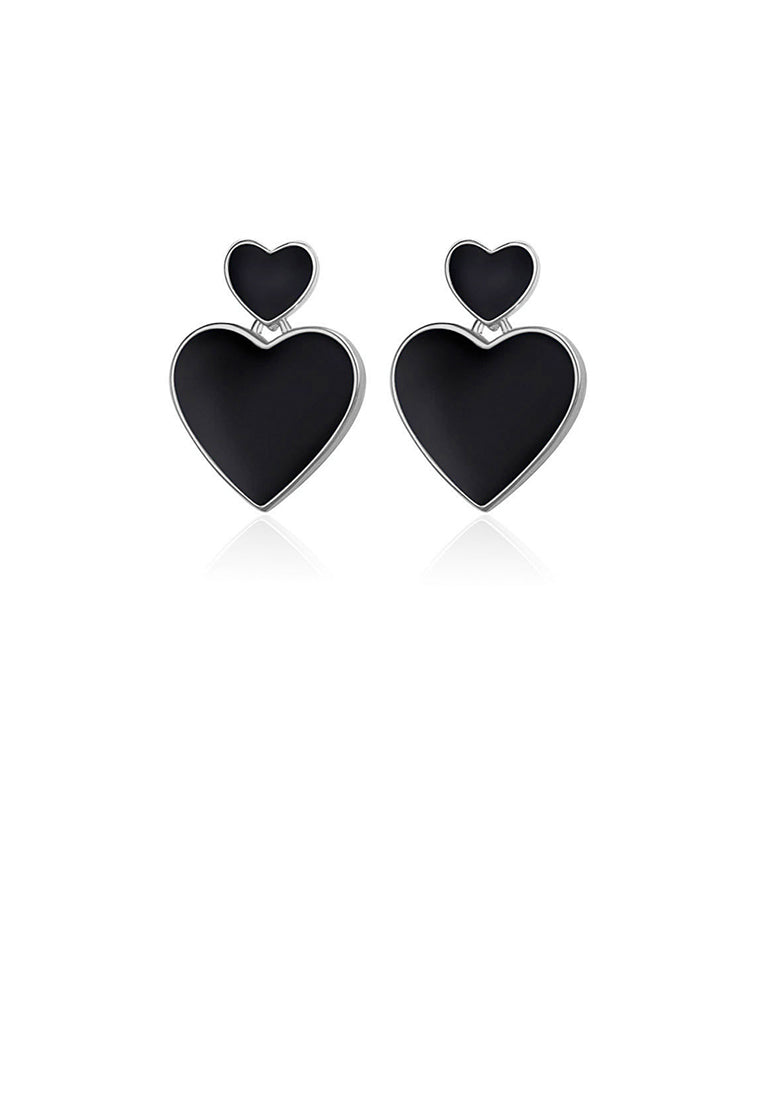 925 Sterling Silver Simple and Fashion Enamel Heart-shaped Stud Earrings