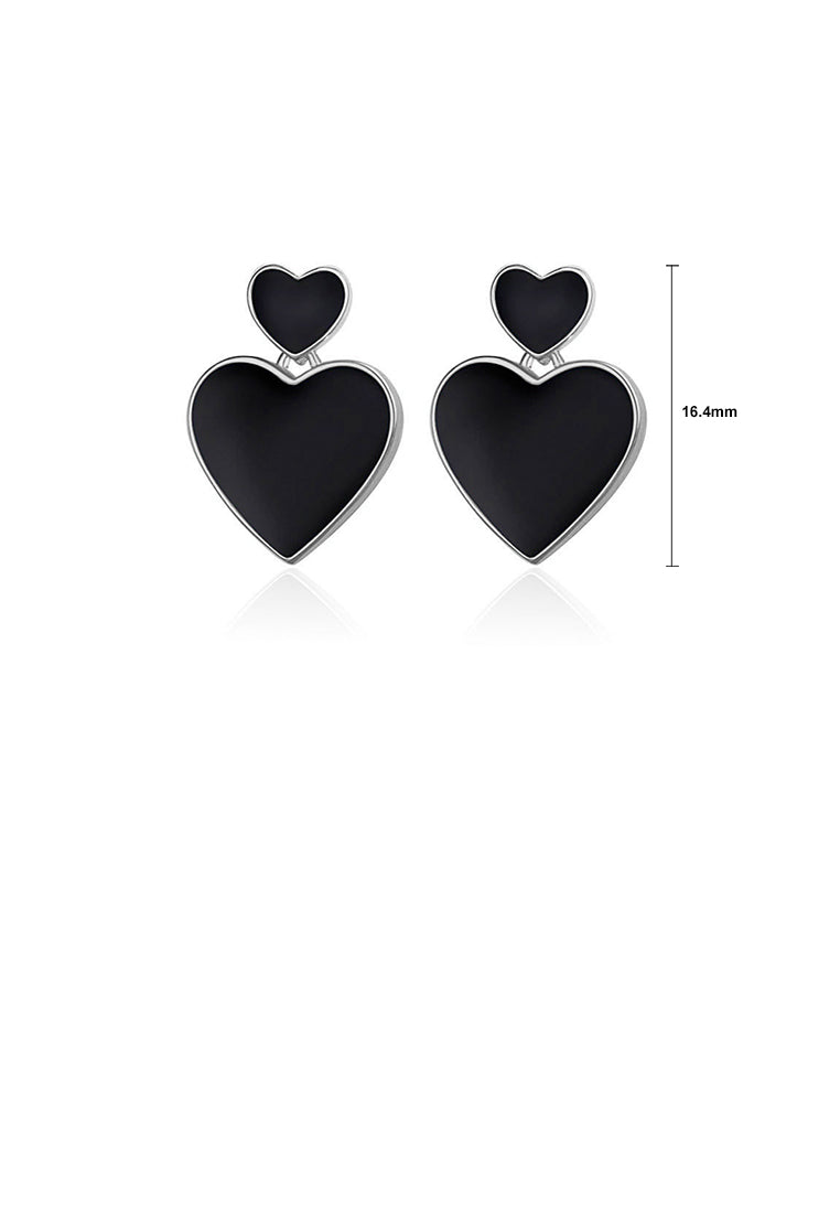 925 Sterling Silver Simple and Fashion Enamel Heart-shaped Stud Earrings