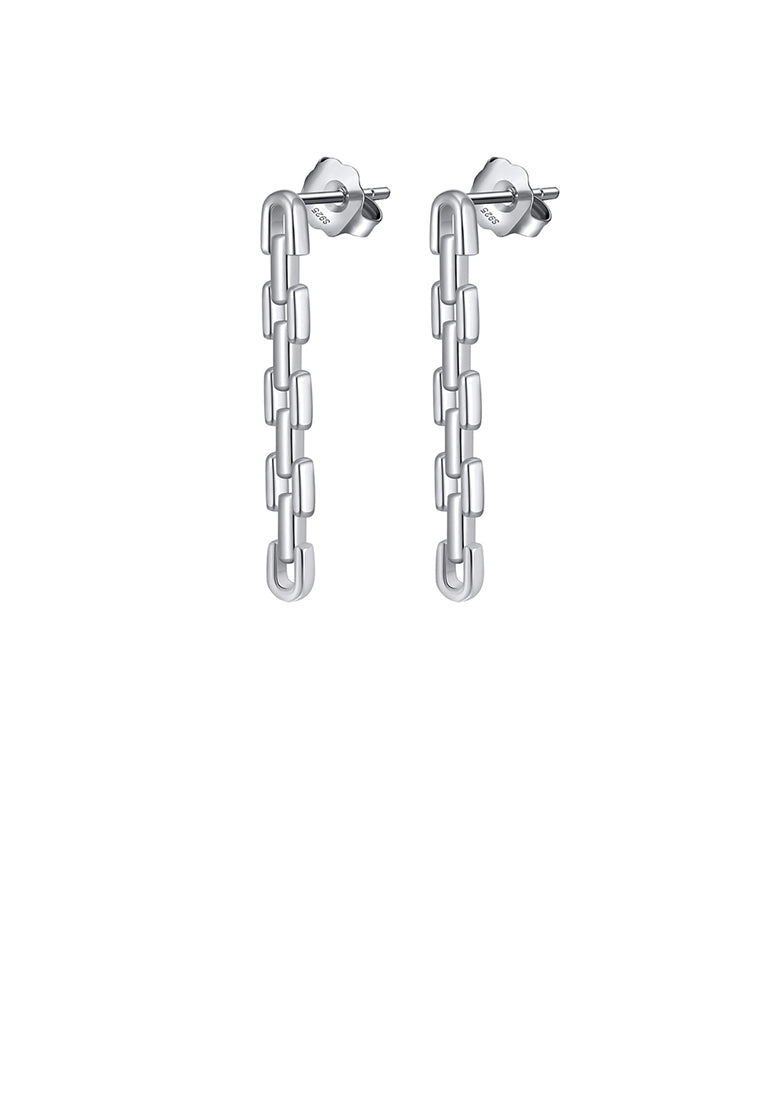 925 Sterling Silver Simple Personalized Chain Tassel Stud Earrings