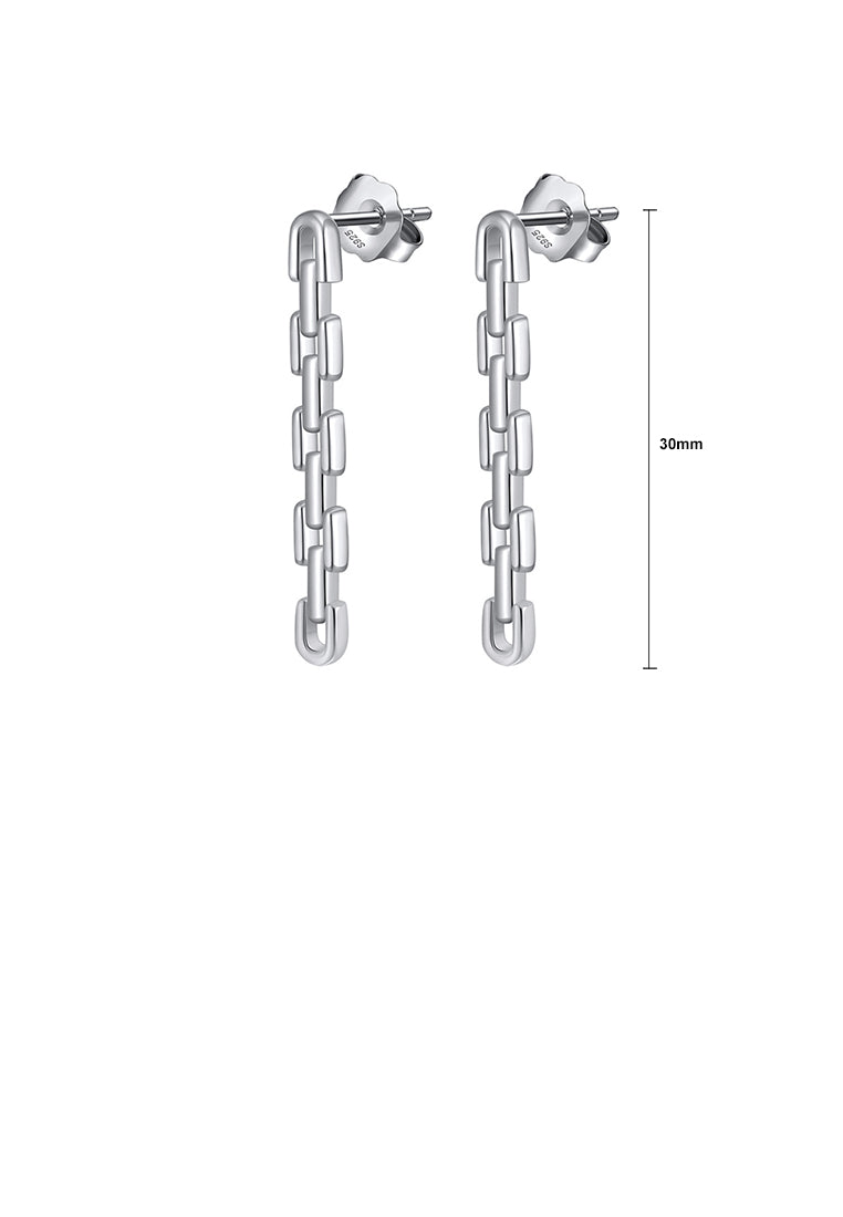 925 Sterling Silver Simple Personalized Chain Tassel Stud Earrings