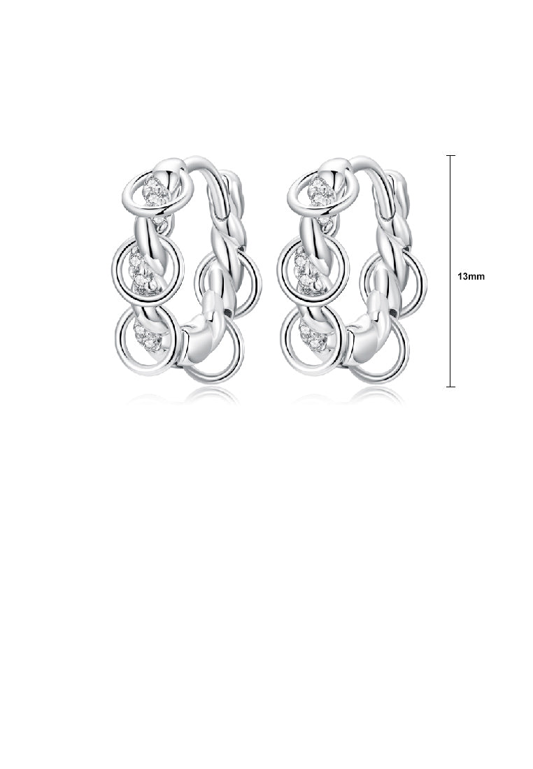 925 Sterling Silver Simple Personality Geometric Circle Tassel Earrings with Cubic Zirconia - Luxurious Look