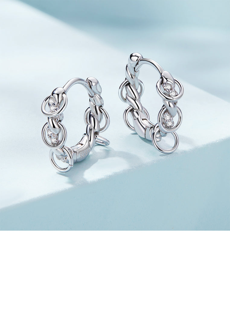 925 Sterling Silver Simple Personality Geometric Circle Tassel Earrings with Cubic Zirconia - Luxurious Look