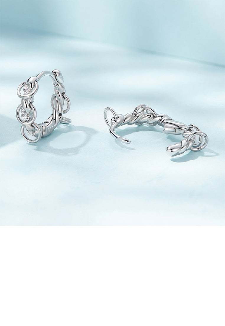 925 Sterling Silver Simple Personality Geometric Circle Tassel Earrings with Cubic Zirconia - Luxurious Look