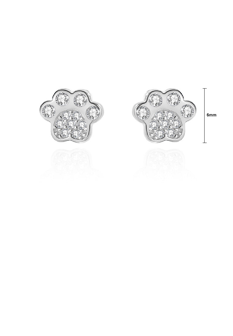 925 Sterling Silver Simple Cute Cat Claw Stud Earrings with Cubic Zirconia - Luxurious Look