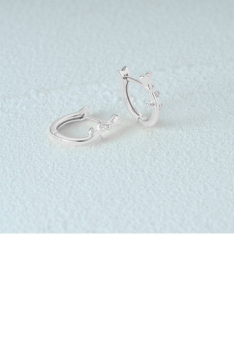 925 Sterling Silver Simple Romantic Rose Hoop Earrings