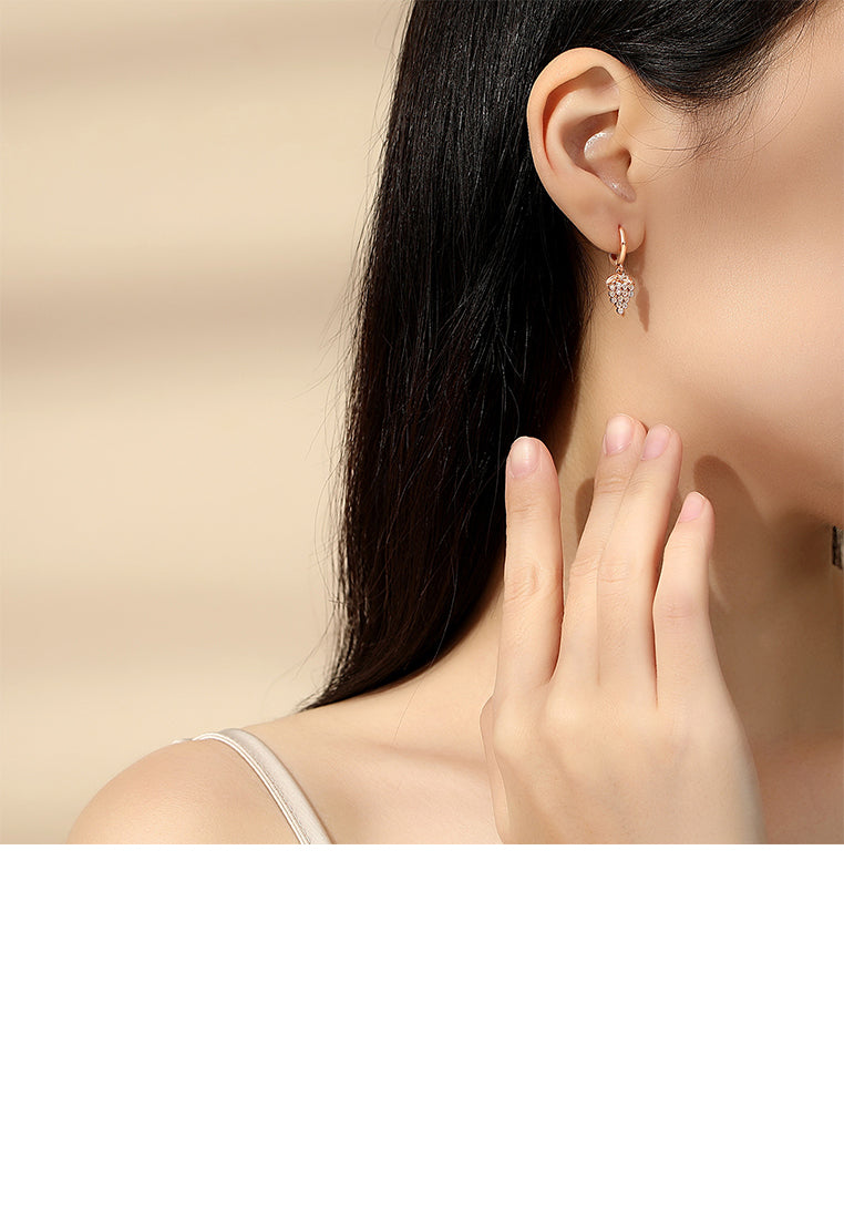 925 Sterling Silver Plated Rose Gold Simple Sweet Grape Earrings with Cubic Zirconia - Luxurious Look