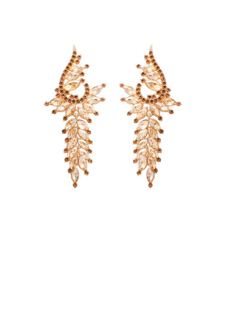 Fashion and Elegant Plated Gold Geometric Tassel Earrings with Champagne Cubic Zirconia - Luxurious Look
