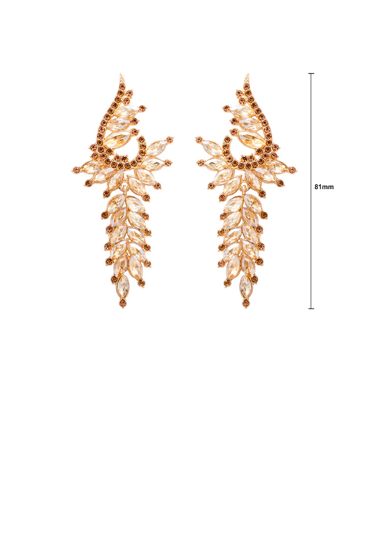 Fashion and Elegant Plated Gold Geometric Tassel Earrings with Champagne Cubic Zirconia - Luxurious Look