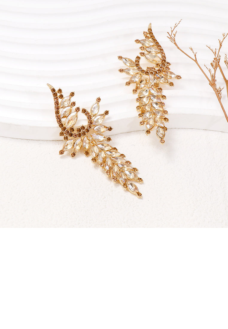 Fashion and Elegant Plated Gold Geometric Tassel Earrings with Champagne Cubic Zirconia - Luxurious Look