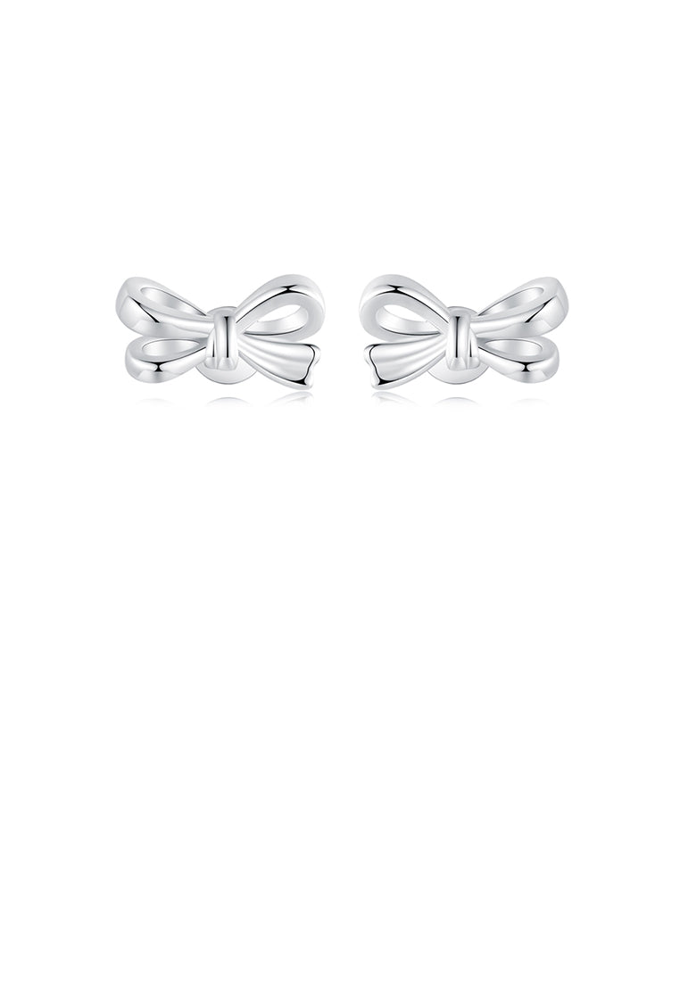 925 Sterling Silver Sweet and Cute Ribbon Stud Earrings