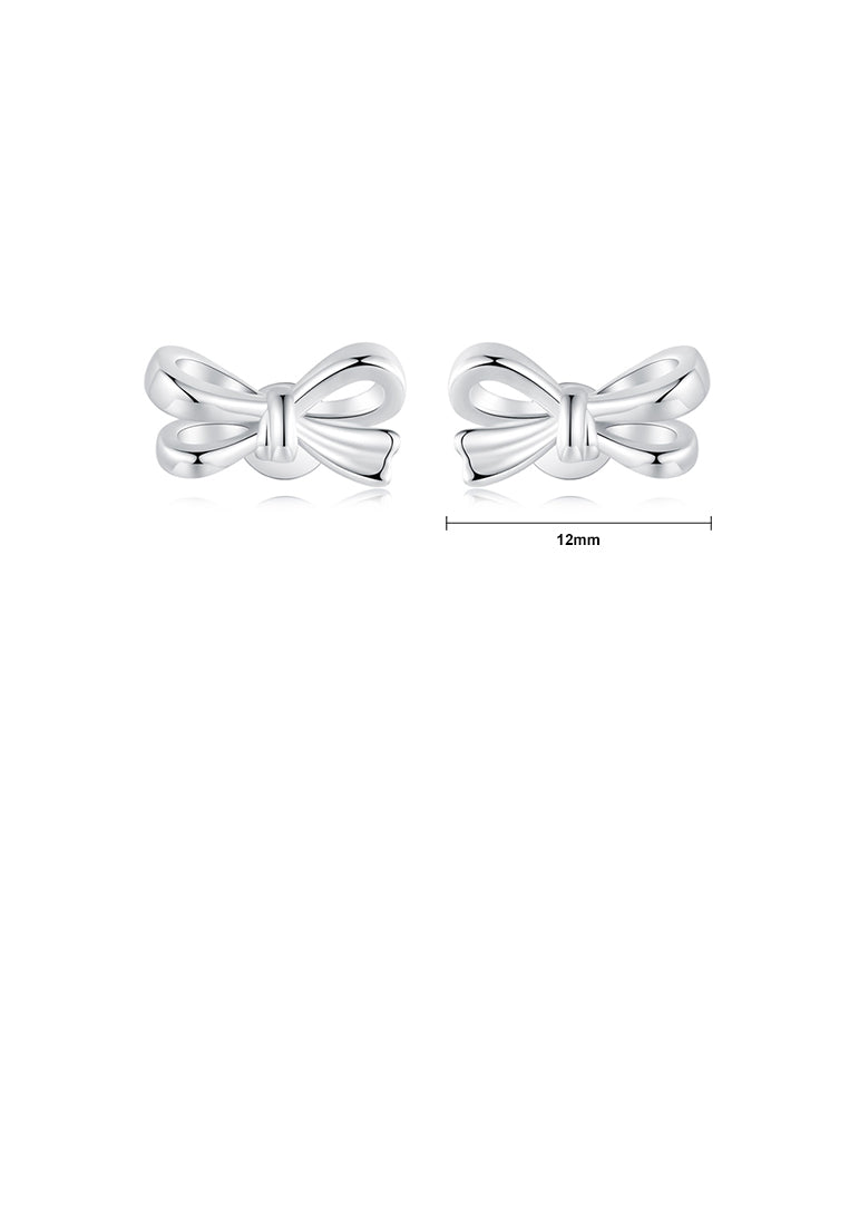 925 Sterling Silver Sweet and Cute Ribbon Stud Earrings