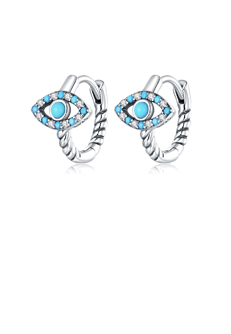 925 Sterling Silver Fashion Personality Devil Eye Twist Geometric Circle Earrings with Cubic Zirconia - Luxurious Look