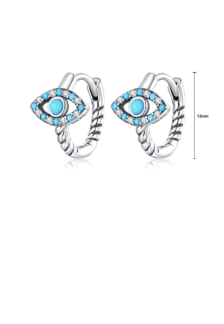 925 Sterling Silver Fashion Personality Devil Eye Twist Geometric Circle Earrings with Cubic Zirconia - Luxurious Look