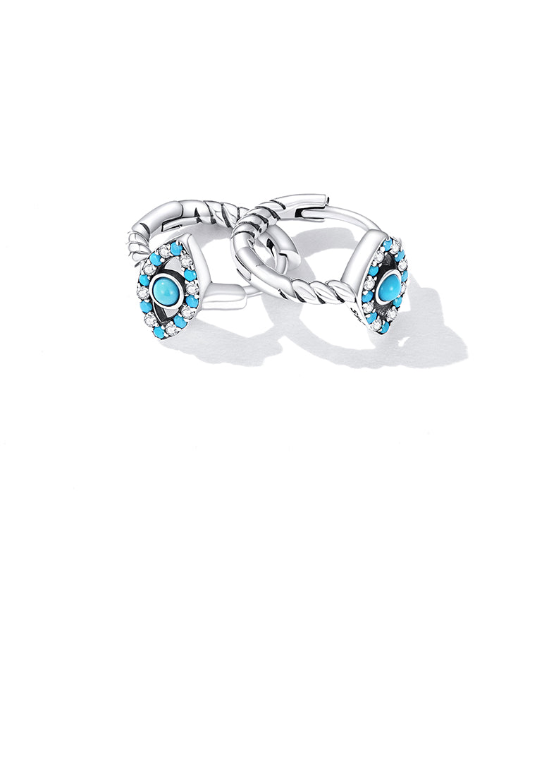 925 Sterling Silver Fashion Personality Devil Eye Twist Geometric Circle Earrings with Cubic Zirconia - Luxurious Look