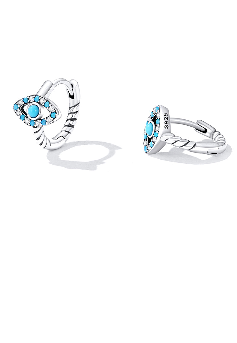 925 Sterling Silver Fashion Personality Devil Eye Twist Geometric Circle Earrings with Cubic Zirconia - Luxurious Look