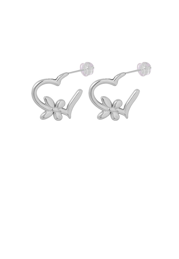 Simple and Fashion 316L Stainless Steel Butterfly Heart-shaped Stud Earrings