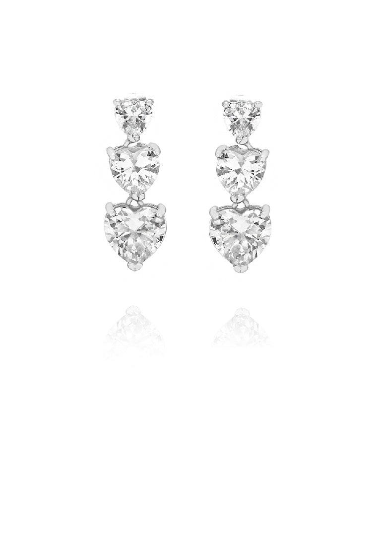 Fashion Simple Heart Tassel Earrings with White Cubic Zirconia - Luxurious Look