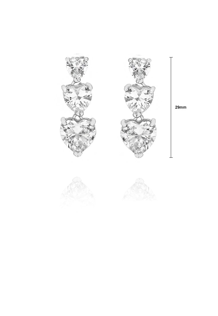 Fashion Simple Heart Tassel Earrings with White Cubic Zirconia - Luxurious Look