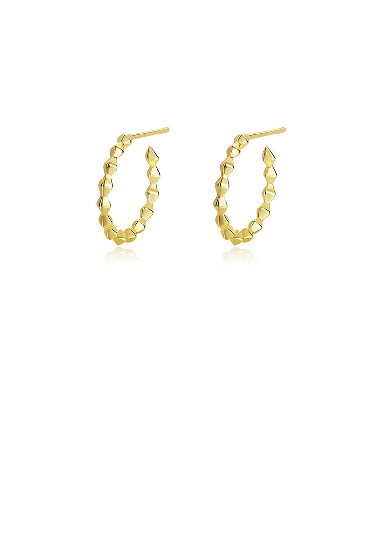 925 Sterling Silver Plated Gold Simple Personalized Rhombus Geometric Stud Earrings