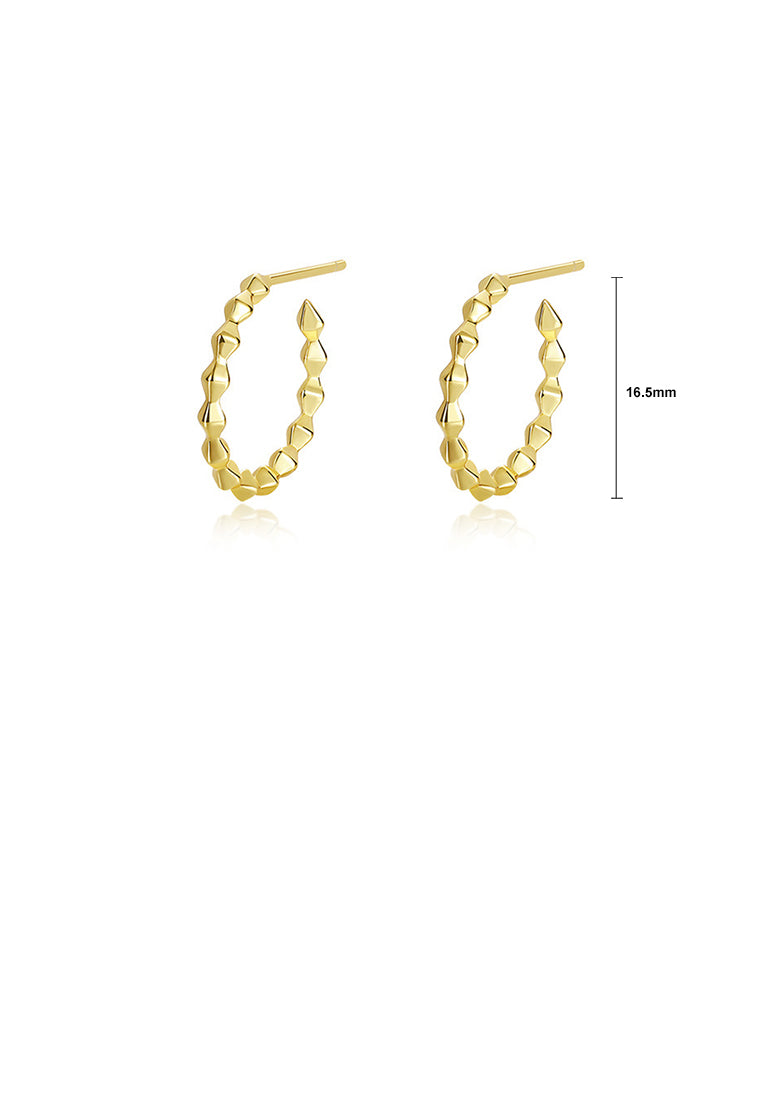 925 Sterling Silver Plated Gold Simple Personalized Rhombus Geometric Stud Earrings