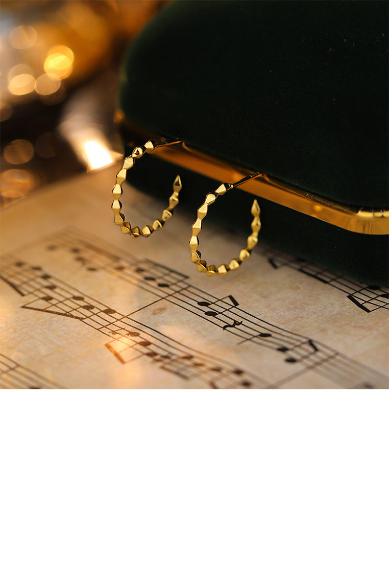 925 Sterling Silver Plated Gold Simple Personalized Rhombus Geometric Stud Earrings