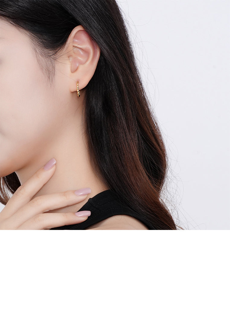 925 Sterling Silver Plated Gold Simple Personalized Rhombus Geometric Stud Earrings