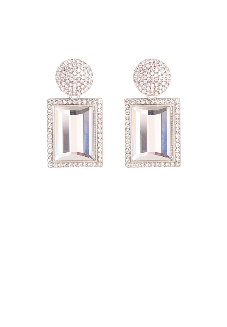 Fashion Brilliant Geometric Earrings with White Cubic Zirconia - Luxurious Look