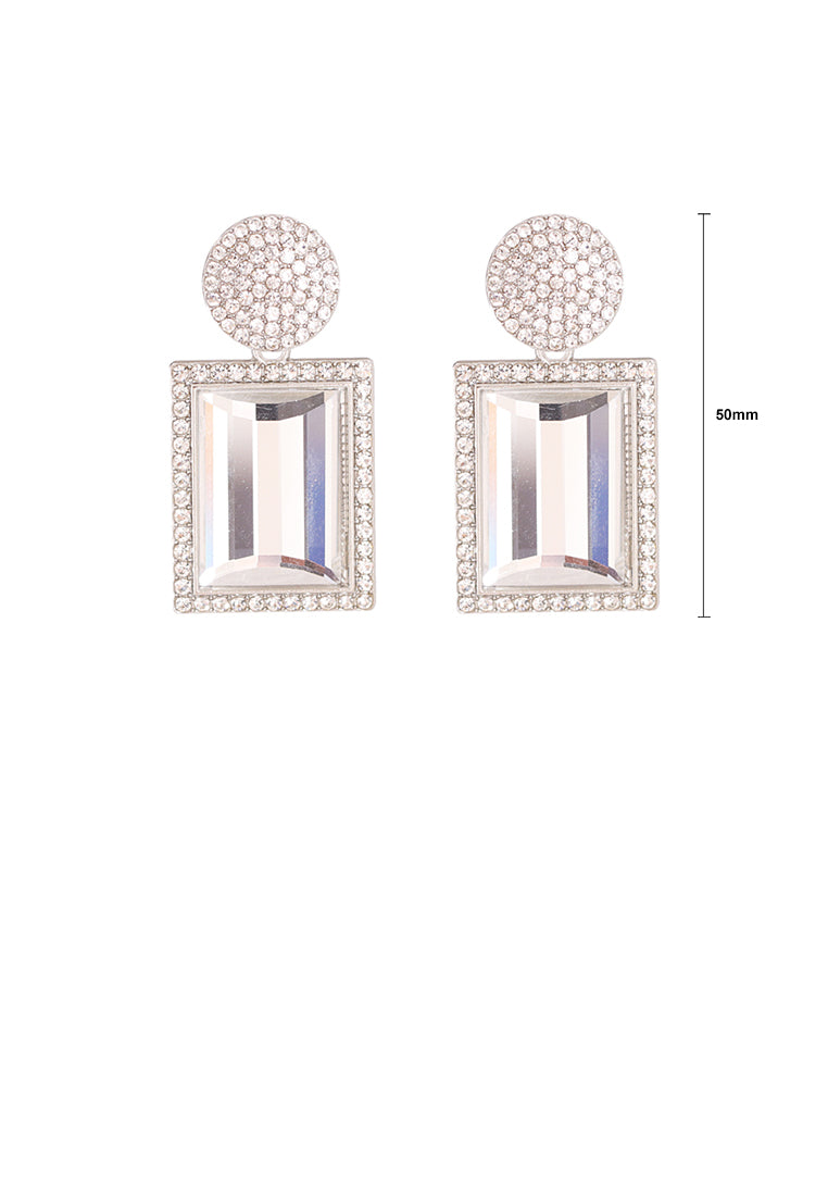 Fashion Brilliant Geometric Earrings with White Cubic Zirconia - Luxurious Look