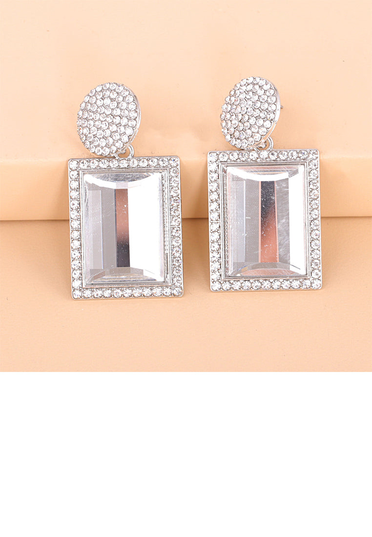 Fashion Brilliant Geometric Earrings with White Cubic Zirconia - Luxurious Look
