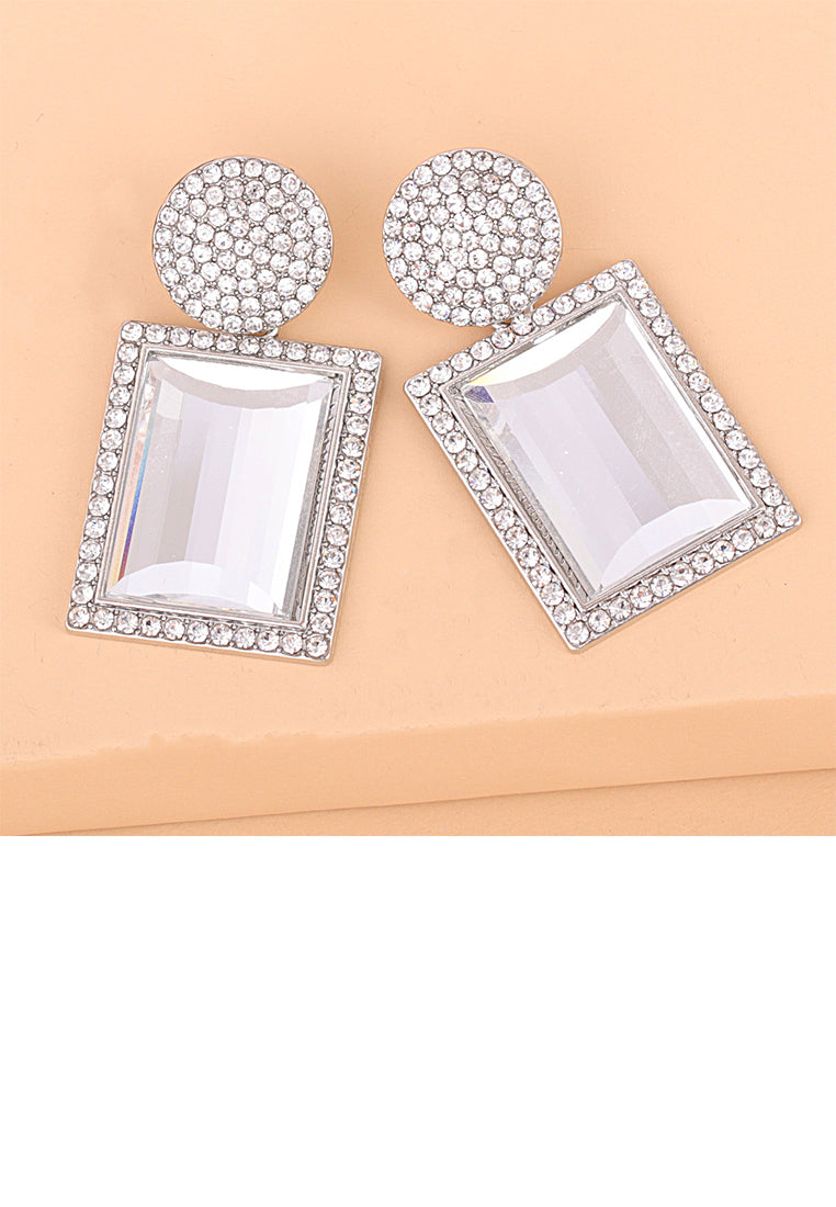 Fashion Brilliant Geometric Earrings with White Cubic Zirconia - Luxurious Look