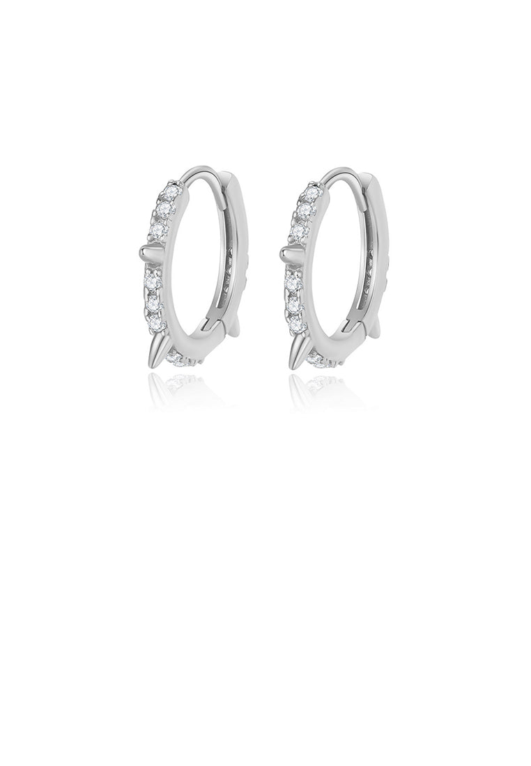 925 Sterling Silver Simple Personalized Rivet Geometric Hoop Earrings with Cubic Zirconia - Luxurious Look