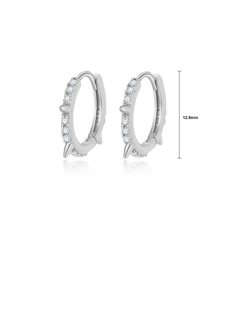 925 Sterling Silver Simple Personalized Rivet Geometric Hoop Earrings with Cubic Zirconia - Luxurious Look