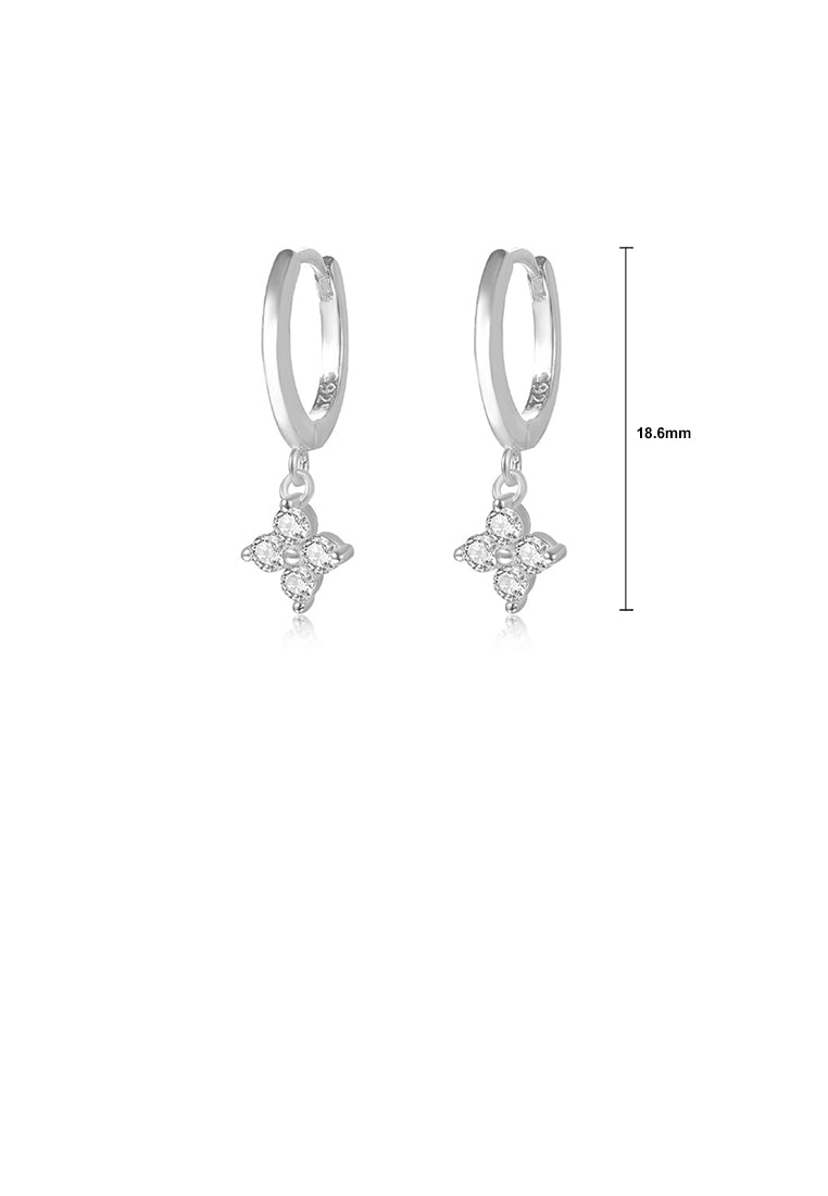 925 Sterling Silver Simple Fashion Four-Leafed Clover Earrings with Cubic Zirconia - Luxurious Look