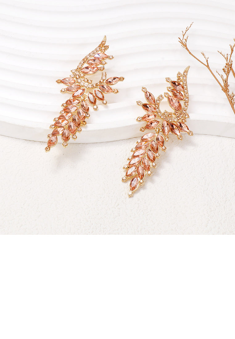 Fashion and Elegant Plated Gold Geometric Tassel Earrings with Pink Cubic Zirconia - Luxurious Look - Vibrant Color